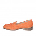 Mocassin pour femmes en daim orange avec glands talon 3 - Pointures disponibles:  43