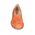 Mocassin pour femmes en daim orange avec glands talon 3 - Pointures disponibles:  43