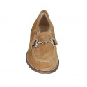 Mocassino da donna con accessorio in camoscio color beige tacco 3 - Misure disponibili: 44