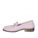 Woman's mocassin with accessory in rose suede heel 3 - Available sizes:  32