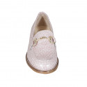 Mocassino da donna con accessorio in pelle stampata rosa tacco 2 - Misure disponibili: 32, 45