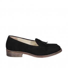 Woman's mocassin in black suede with tassels heel 3 - Available sizes:  32