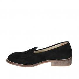Woman's mocassin in black suede with tassels heel 3 - Available sizes:  32 2