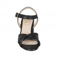 Woman's strap sandal in black leather heel 6 - Available sizes:  44