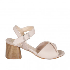 Woman's strap sandal in nude leather heel 6 - Available sizes:  44