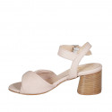 Sandalo da donna con cinturino in pelle nude tacco 6 - Misure disponibili: 44