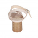Woman's strap sandal in nude leather heel 6 - Available sizes:  44