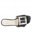 Woman's mules in black and platinum printed leather heel 2 - Available sizes:  42