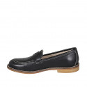 Woman's mocassin in black leather heel 2 - Available sizes:  32