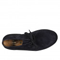 Men's laced ankle shoe in dark blue suede - Available sizes:  36