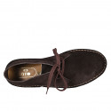 Zapato alto al tobillo con cordones para hombre en gamuza marron oscura - Tallas disponibles:  46