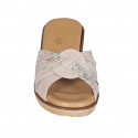 Sabot da donna in camoscio beige e stampato multicolor zeppa 4 - Misure disponibili: 42