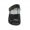 Sabot da donna in pelle nera con velcro e plantare estraibile zeppa 4 - Misure disponibili: 42