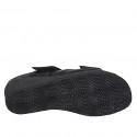 Sabot da donna in pelle nera con velcro e plantare estraibile zeppa 4 - Misure disponibili: 42