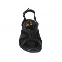 Woman's sandal in black leather and suede wedge heel 4 - Available sizes:  42
