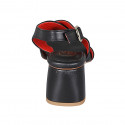 Sandale croisé pour femmes en cuir noir talon 5 - Pointures disponibles:  42, 44