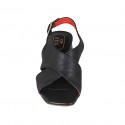 Woman's crossed sandal in black leather heel 5 - Available sizes:  42, 44