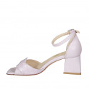 Zapato abierto para mujer con cinturon en piel y piel imprimida lilas tacon 6 - Tallas disponibles:  42