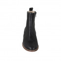 Woman's ankle boot with zipper in black pierced leather heel 3 - Available sizes:  32, 33