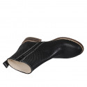 Woman's ankle boot with zipper in black pierced leather heel 3 - Available sizes:  32, 33