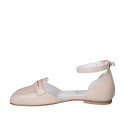 Woman's open shoe in nude leather with strap heel 1 - Available sizes:  42