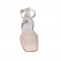 Zapato abierto para mujer con cinturon en piel nude tacon 1 - Tallas disponibles:  42