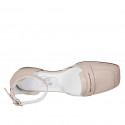 Scarpa aperta con cinturino da donna in pelle nude tacco 1 - Misure disponibili: 42