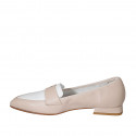 Woman's pointy loafer in nude and white leather heel 2 - Available sizes:  42