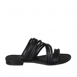 Mule ouvert pour femmes en cuir noir avec talon 2 - Pointures disponibles:  43