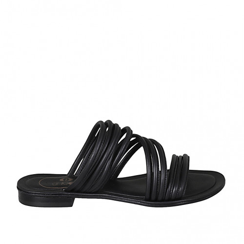 Mule ouvert pour femmes en cuir noir avec talon 2 - Pointures disponibles:  43