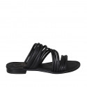 Woman's open mules in black leather with heel 2 - Available sizes:  43