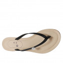 Woman's thong mules with rhinestone in black leather heel 2 - Available sizes:  42