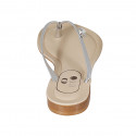Woman's thong mules with rhinestone in silver laminated leather heel 2 - Available sizes:  42, 43