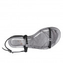 Woman's sandal with rhinestones in black and steel grey laminated leather heel 2 - Available sizes:  42