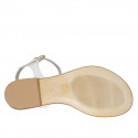 Woman's strap sandal in white leather and platinum laminated leather heel 2 - Available sizes:  42, 44