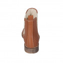 Bottines avec elastiques pour femmes en cuir perforé cognac talon 3 - Pointures disponibles:  42, 46