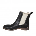 Stivaletto da donna in pelle forata nera con elastici tacco 3 - Misure disponibili: 32, 43, 44, 46