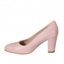 Woman's pump in rose leather heel 7 - Available sizes:  32, 34, 42, 44