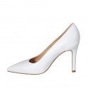 Escarpin à bout pointu pour femmes en cuir blanc avec talon 9 - Pointures disponibles:  42, 43, 44