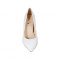 Woman's pointy pump shoe in white leather with heel 9 - Available sizes:  42, 43, 44