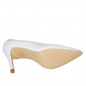 Woman's pointy pump shoe in white leather with heel 9 - Available sizes:  42, 43, 44