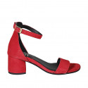 Woman's open shoe with strap in red suede heel 5 - Available sizes:  43