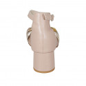 Zapato abierto para mujer con cinturon y cadena en piel nude tacon 5 - Tallas disponibles:  42