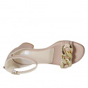 Woman's open shoe with strap and chain in nude leather heel 5 - Available sizes:  42