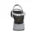 Sandalo da donna in tessuto glitterato e pelle laminata argento tacco 4 - Misure disponibili: 32, 45