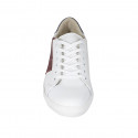 Zapato para hombre con cordones y plantilla extraible en piel blanca, gris y granate - Tallas disponibles:  37, 46, 47, 48, 49, 54