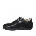Chaussure à lacets pour hommes avec semelle amovible en cuir noir - Pointures disponibles:  46, 47, 54
