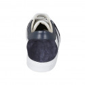 Scarpa stringata da uomo con plantare estraibile in pelle bianca e blu e camoscio blu - Misure disponibili: 37, 38, 47, 49, 53