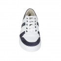 Chaussure à lacets pour hommes avec semelle amovible en cuir blanc et bleu et daim bleu - Pointures disponibles:  37, 38, 47, 49, 53