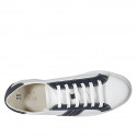 Man's laced shoe with removable insole in blue and white leather and blue suede - Available sizes:  37, 47, 49, 51, 52, 54
